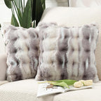 MADIZZ Pack of 2 Thick Plush Wool Throw Pillow Covers 24x24 Inch Grey Taupe Soft Neutral Decorative Throw Pillows Accent Boho Cushion Covers for Couch Sofa Bedroom Pillow Shell