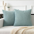 Kevin Textile Throw Pillow Covers Soft Corduroy Decorative Set of 2 Boho Striped Pillow Covers Pillowcases Farmhouse Home Decor for Couch Bed Sofa Living Room 24x24 Inch Dusty Green