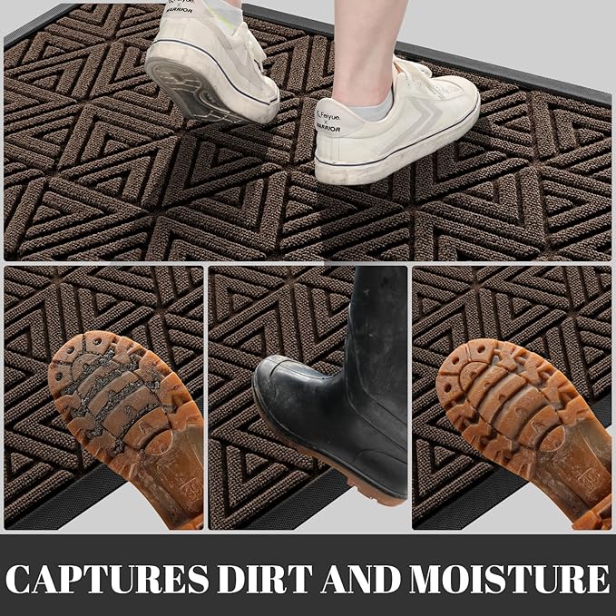 Yimobra Large Door Mat 47x32, All-Weather Waterproof Non-Slip Welcome Matt Outdoor, Heavy Duty Non Slip Doormat for Entryway for Patio and Garage Indoor, Easy Clean, Brown