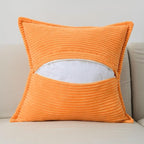 HAUSSY Orange Large Decorative Throw Pillow Covers 26x26 Inch Set of 2,Soft Solid Corduroy Striped Cushion Case,Square Euro Pillow Shams,Winter Home Decorations for Couch,Bed
