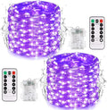 JMEXSUSS 2 Pack Halloween Fairy Lights Battery Operated, Total 400 LED 132ft Purple Halloween String Lights Indoor with Remote, 8 Modes Copper Wire Twinkle Lights for Bedroom Wall Tree Decor