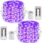 JMEXSUSS 2 Pack Halloween Fairy Lights Battery Operated, Total 400 LED 132ft Purple Halloween String Lights Indoor with Remote, 8 Modes Copper Wire Twinkle Lights for Bedroom Wall Tree Decor
