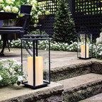 Homemory 4" x 6" Large Waterproof Outdoor Flameless Candles, Battery Operated Flickering LED Pillar Candles with Remote and Timers for Indoor Outdoor Lanterns, Long Lasting, Dark Ivory, Set of 2