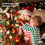 WATERGLIDE C6 Christmas Lights, 33ft 100 LED Faceted String Lights Green Wire Valentines Fairy Lights with 29V Adaptor, 8 Lighting Mode, Waterproof for Indoor Outdoor Patio Xmas Tree Party Decor, Red