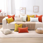 decorUhome Couch Throw Pillow Covers 18x18 Set of 2, Decorative Soft Euro Neutral Chenille Pillow Covers with Elegant Design for Sofa Bed Living Room Home Decor, Mineral Yellow