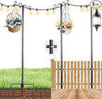 Lightdot Outdoor String Light Poles, 9FT Metal Patio Light Poles Post for Outside with Fork for Outside Hanging Backyard Garden, Deck Lighting Stand for Parties, Wedding, Halloween Decor -3Pack