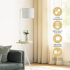 ROTTOGOON Floor Lamp with Table, End Table Lamp with Remote Control and Charging Station(USB & Type-C & AC Port), 4 Color Temperatures, Floor Lamps for Living Room, Bedroom and Home Office,White
