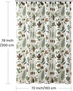 Fabric Shower Curtain 78 Inches Long, Brown and Green Natural Botanical Leaf Pinecone Print Shower Curtains for Bathroom, 72" W x 78" H