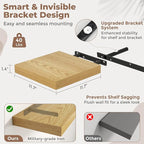 Floating Shelves for Wall with Invisible Brackets, Wall Mounted Engineered Wood Shelves with Wood Grain for Living Room, Bedroom, Bathroom, Kitchen Decor and Storage, Oak, 12"L Set of 3, Oak