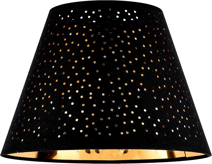 GOSO Set of 2 Small Black Drum Lamp Shades,5" × 9" × 6.4 Inch (Spider),Laser Drilling Design Lamp Shades for Table Lamps,Wall-Mounted Fixtures,Fabric Replacement Shades,No Assembly Required