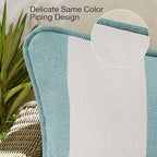 Decorative Outdoor Water Repellent Throw Pillows with Inserts, Set of 4, 20" x12" Pillows for Patio, Backyard, Bed, Couch, and Patio Furniture, Turquoise Stripe