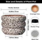 SQOWL Ceramic Pots for Plants - 10 Inch Plant Pot with Drainage Hole, Ceramic Planter for Indoor Plants, Round Flower Pots Outdoor, Modern Planter, House Home Room Decor, Gifts for Plant Lover, White
