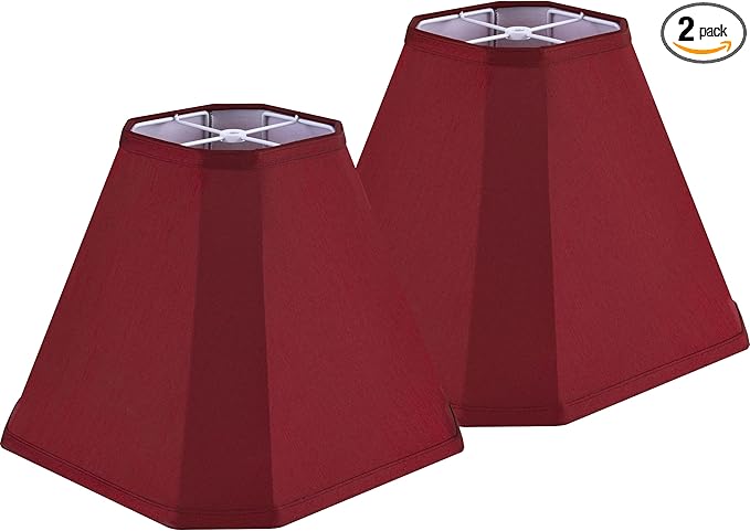 GO&SO Set of 2 Burgundy Bell Lamp Shades Fabric Lampshade, 6.5"Top x 13"Bottom x 10.5''Vertical Height,(Spider) Modern Lamp Shade For Table & Floor Lamp Shade Replacement,Easy Assembly