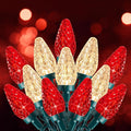 C9 Christmas Lights Outdoor, 100 FT 150 LED Connectable C9 String Lights with 8 Modes and Timer Xmas Tree Patio Roofline Garden Yard Holiday Party Indoor Outdoor Decoration, Red and Warm White