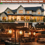 2-Pack Gold Dusk to Dawn Motion Sensor Lights 18 Inch, Large Outdoor Light Fixtures IP65 Waterproof Anti-Rust Brass Outside Lights for House Photocell Modern Exterior Lanterns Wall Mounted