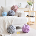 Sioloc Soft Knot Ball Pillows,Round Throw Pillow Cushion Home Decoration Plush Pillow,Throw Knotted Pillow Handmade Round Pillow（10.6inches,Rose red）