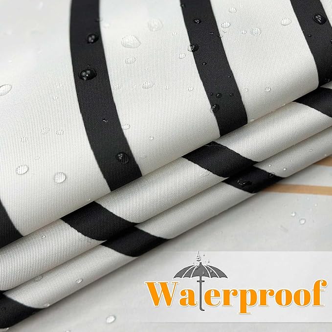 Boho Mid Century Leaf Shower Curtain Set,Arch Sun Design,Minimalistic Leaves Pattern,Waterproof and Luxurious Fabric-12 Hooks(Black and White-60" x 72")