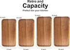 Medium Acacia Wood Serving Trays Long Charcuterie Boards Wood Snack Platter Rectangular Cookie Appetizer Plates Serving Cheese Board Rectangle Kitchen Dinner Platters for Food Dish Cake Dessert Tray