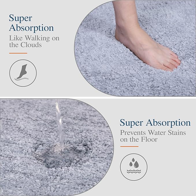 Walensee Large Bathroom Rug (24 x 72, Growing Blue) Extra Soft and Absorbent Shaggy Bath Mat Machine Washable Microfiber Non Slip Luxury Floor Mat