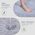 Walensee Contour Rug (20x24, Growing Blue) Non Slip Bath Mat for Bathroom Water Absorbent Soft Microfiber Shaggy Mat Machine Washable U Shape Toilet Rug