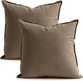 Jeanerlor Set of 2 20"x20" Pillowcase Cousion Cover Decor Cotton Linen with Unique Design to Embellish Balcony/Reception,(50 x 50cm), Khaki