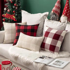 MIULEE Pack of 2 Classic Retro Checkers Plaids Polyester Linen Soft Solid Black and Red Decorative Porch Throw Pillow Covers Home Decor Design Cushion Case for Sofa Bedroom Car 26 x 26 Inch