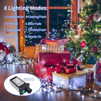 JMEXSUSS 200 LED White Christmas Lights Outdoor, 66ft Christmas Tree Lights Green Wire, 8 Modes Waterproof Twinkle String Lights Plug in for Xmas Wedding Party Indoor Decoration