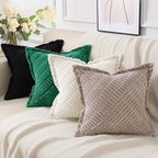 decorUhome Decorative Khaki Throw Pillow Covers 24x24 Set of 2 with Splicing, Boho Soft Neutral Corduroy Broadside Twill Pillow Covers for Couch Bed Sofa Living Room