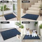 Yimobra Outdoor Mats for Front Door, Stops Mud & Dirt at Entrance, Fits Garage & Patio, All-Weather Waterproof Non Slip Outdoor Indoor Welcome Mat, 29.5x17 Blue