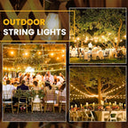 25ft Outdoor String Lights, LED Patio Hanging With 12 Shatterproof Bulbs, Waterproof ETL Listed Bistro for Backyard Garden Cafe