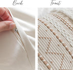 BlissBlush Decorative Throw Pillow Cover 20x20 Square Cream Neutral White Boho Accent Pillowcase Tassels Farmhouse Cushion for Couch Sofa Bedroom Living Room Home Décor (Cover ONLY, Pack of 1)