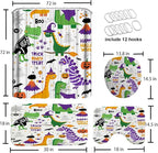 Kids Halloween Dinosaur Bathroom Decor Set with Cute Shower Curtain and Rugs, 4-Piece Cartoon Bath Set with Toilet Lid Cover, Waterproof Curtain with Hooks and Non-Slip Mats