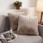XeGe Soft Faux Fur Throw Pillow Covers, Luxury Fluffy Cushion Covers, Shaggy Plush Furry Pillow Cases, Fuzzy Decorative Pillow Covers Pack of 2 for Sofa Bed Couch Bedroom (18''x18'', Khaki)