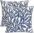 Decorative Throw Pillow Covers Set of 2 Blue Pillow Covers 20x20 inch Soft Short Plush Floral Throw Pillow Cases Square Farmhouse Outdoor Pillow Covers for Couch Sofa Bedroom Living Room