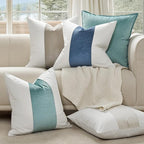 EVERGRACE x Kinsey Walsh Signature Velvet Panel Cotton Pillow Covers Set of 2, Decorative Pillow Covers 20"x20" for Couch, Square Cushion Cases for Sofa Bedroom Living Room, Aquamarine