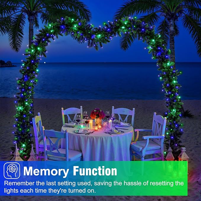 66FT 200 LED Christmas Lights Outdoor, Plug in Christmas String Lights Indoor, Waterproof & 8 Modes & Timer Function, Connectable Fairy Twinkle Light for Bedroom Patio Garden Xmas Decor, Blue Green