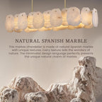 Rectangle Alabaster Chandelier, L43in Modern Spanish Marble Dining Room Chandelier Over Table, Adjustable Long Chandeliers for Living Room, Alabaster Chandeliers for Kitchen Island, Foyer, Entryway