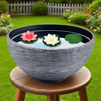 13.7inch Large Lotus Bowl Planter Garden Water Plant Pot Bird Bath Bowl Landscaping Planter Water Lily Pots for Outdoor Indoor Planting in Water Small Fountain Base Mini Fish Pond (Grey)