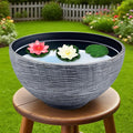charmshine17.7inch Large Lotus Bowl Planter Garden Water Plant Pot Bird Bath Bowl Landscaping Planter Water Lily Pots for Outdoor Indoor Planting in Water Small Fountain Base Mini Fish Pond (Grey)
