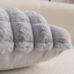 Neelvin Grey Faux Fur Cozy Soft Plaid Decorative Throw Pillow Covers 22x22 inch Set of 2,Velvet Pillowcase Cushion Case for Sofa Couch