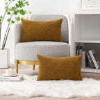 MIULEE Pack of 2 Couch Throw Pillow Covers 12x20 Inch Soft Mustard Chenille Pillow Covers for Sofa Living Room Solid Dyed Pillow Cases