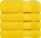 Cotton Paradise 100% Cotton Turkish Washcloth Set for Bathroom, 4 Piece Soft Absorbent Small Hand Face Towels Wash Rags, Yellow