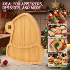 WILLKOMMEN Christmas Serving Tray, Bamboo Christmas Hat Shaped Serving Platter, Charcuterie Board Serving Dishes 10" x 9" for Party Cookie Fruit Tray Cheese Board Plate