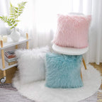 WLNUI Set of 2 Pink Christmas Decorative Fluffy Pillow Covers New Luxury Series Merino Style Blush Faux Fur Throw Pillow Covers Fuzzy Cushion Case for Sofa Bedroom Living Room Home Decor 16x16 Inch