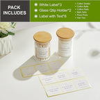 2 Pack Qtip Holder Dispenser - Glass Apothecary Jars with Lids, Cotton Ball Pad Swab Round Holder, Bamboo Bathroom Accessories, Bathroom Organizers Containers Jars Canisters with Lids