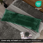 PHF Truly Velvet Zippered Body Pillowcase, No Insert, 1 Pack Ultra Soft Breathable Pillow Sham Cover with Zipper, 20"X 54" Long Luxury Cozy Warm Fuzzy Flannel, Emerald Green