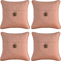 Outdoor Decorative Pillows with Coconut Button Pack of 4, 16" x 16" Outdoor Pillow Set for Couch Bed Throw Patio Sofa, Light Lotus Red