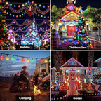 Multicolor Solar Christmas String Lights Outdoor, 2-Pack 100 LED 64FT Crystal Globe Solar Lights Outdoor Waterproof with 8 Lighting Modes, Christmas Decorations for Xmas Tree Wedding Patio Party