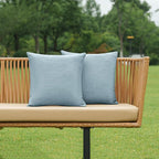NiNi ALL Pack of 2 Decorative Outdoor Waterproof Pillow Covers Square Garden Linen Textured Cushion Sham Throw Pillowcase Set of 2 for Patio Farmhouse Garden Tent Couch 24x24 Inch Light Blue