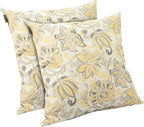 Outdoor Throw Pillows Water Resistant 18x18 inch,Decorative Throw Pillow with Insert Set of 2,Hidden Zipper Headrests for Patio Furniture Sofa Couch Chair(Yellow Flower)